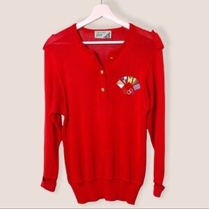 Vintage OLYMPICS Italian Gispa henley long sleeve sweater S
